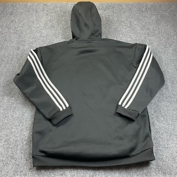 ADIDAS Men’s Black hooded sweatshirt hoodie with 3 striped sleeve size: Small - Picture 2 of 6